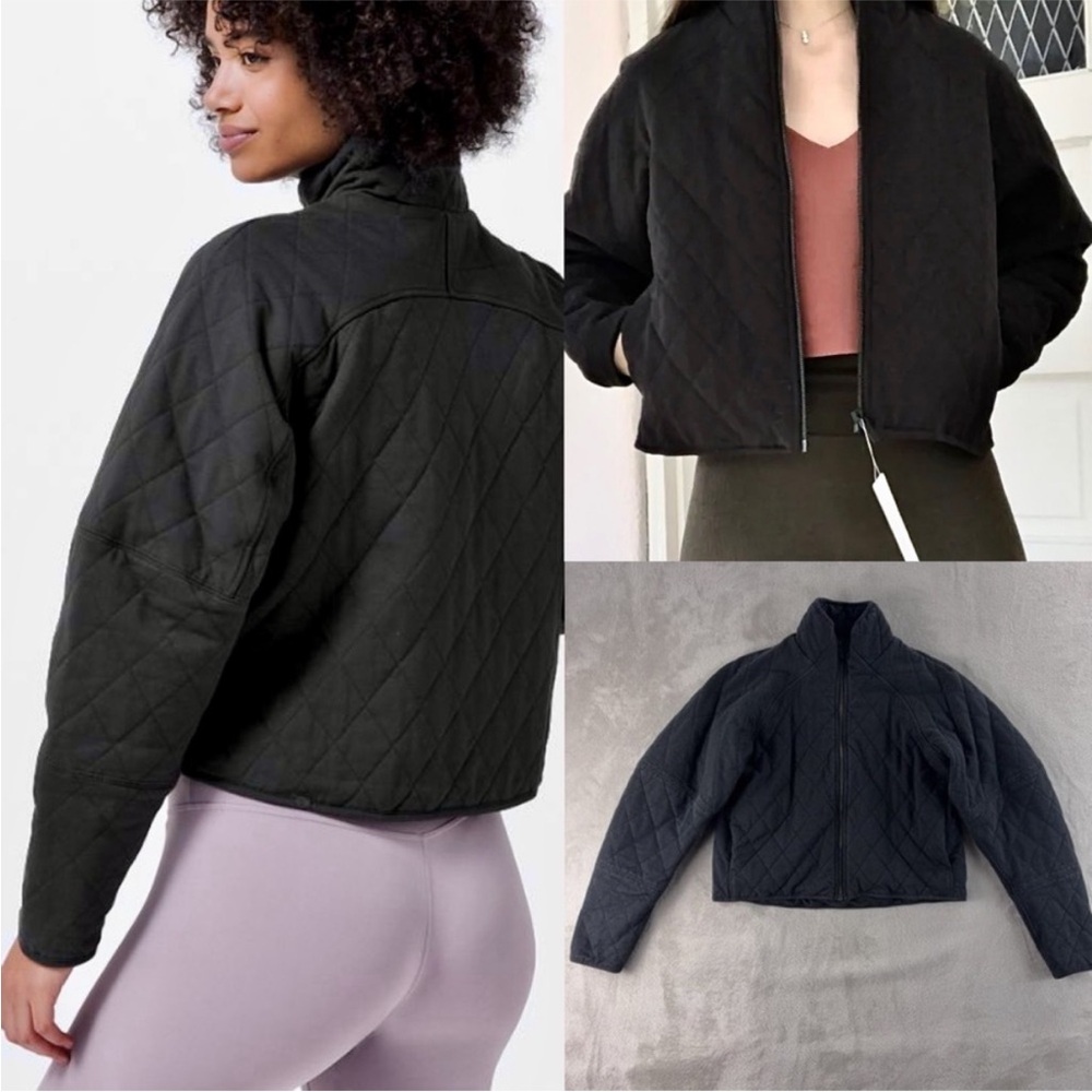 Lululemon Athletica black quilted calm bomber style thick everyday jacket